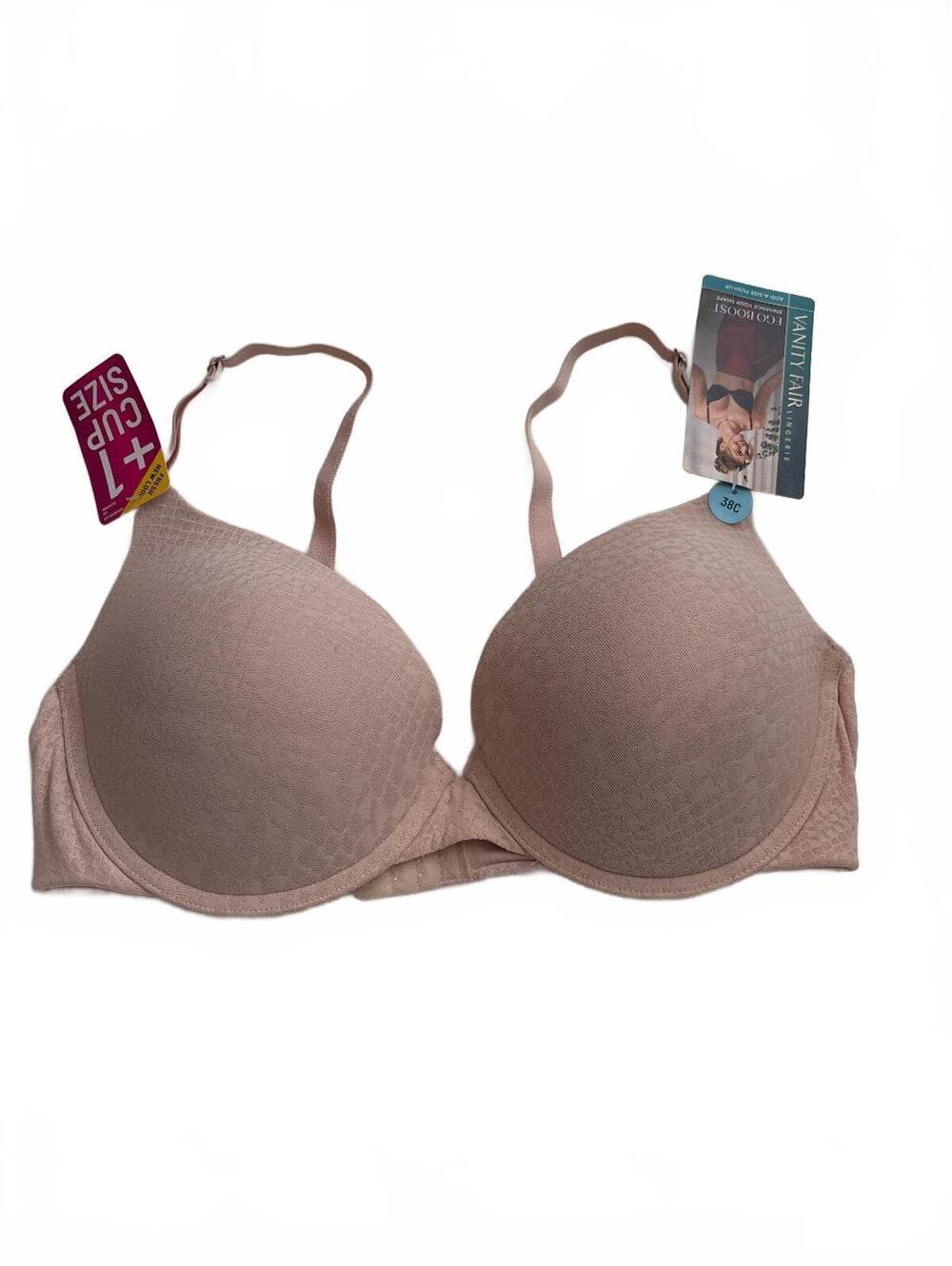 Vanity Fair Women's Nude Beige Bra Size 38C Nylon Spandex Comfort Fit